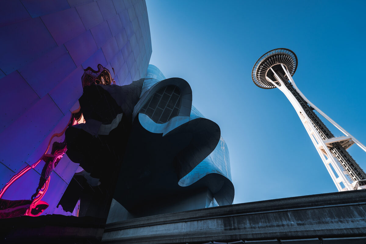 The Museum of Pop Culture with The Space Needle above.
