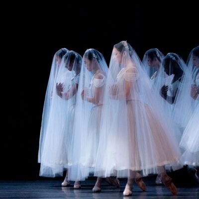 PNB Giselle Ballet dancers in gown and viel.