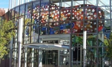 The 5th Ave parking garage front entrance.