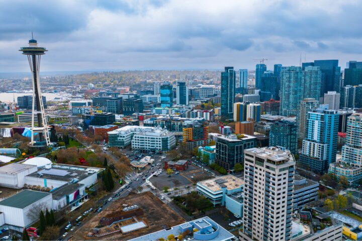 The Seattle Center and the Space Needle skyline view.